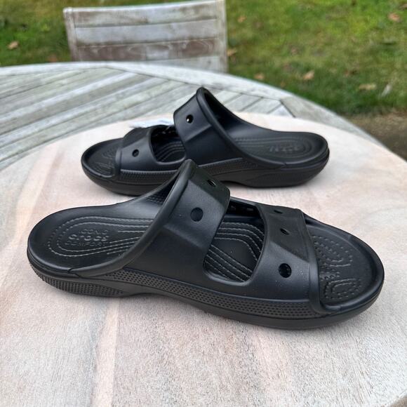 Crocs Baya Slides Unisex Mens 6 Women 8 Sandals Waterproof Black Shoes New - Picture 2 of 16